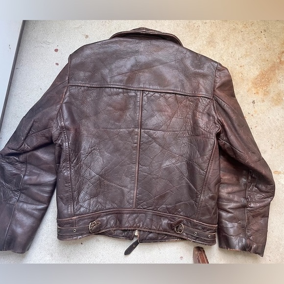 40s Military Vintage Leather Jacket Horsehide Moto Biker German 50s Distressed S - Picture 4 of 9